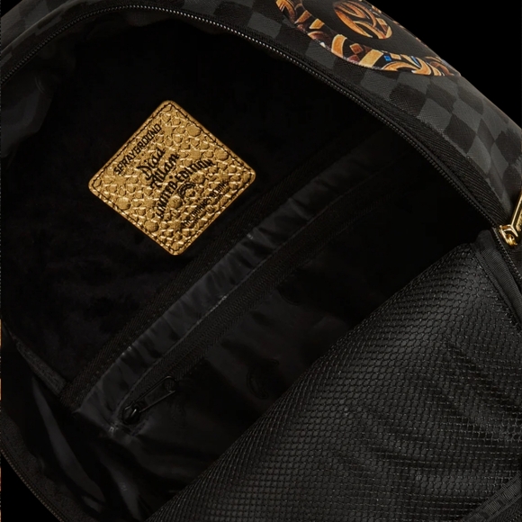 RARE NWT Sprayground Backpack Checkered Black Gold Limited Edition Diaa Travel
